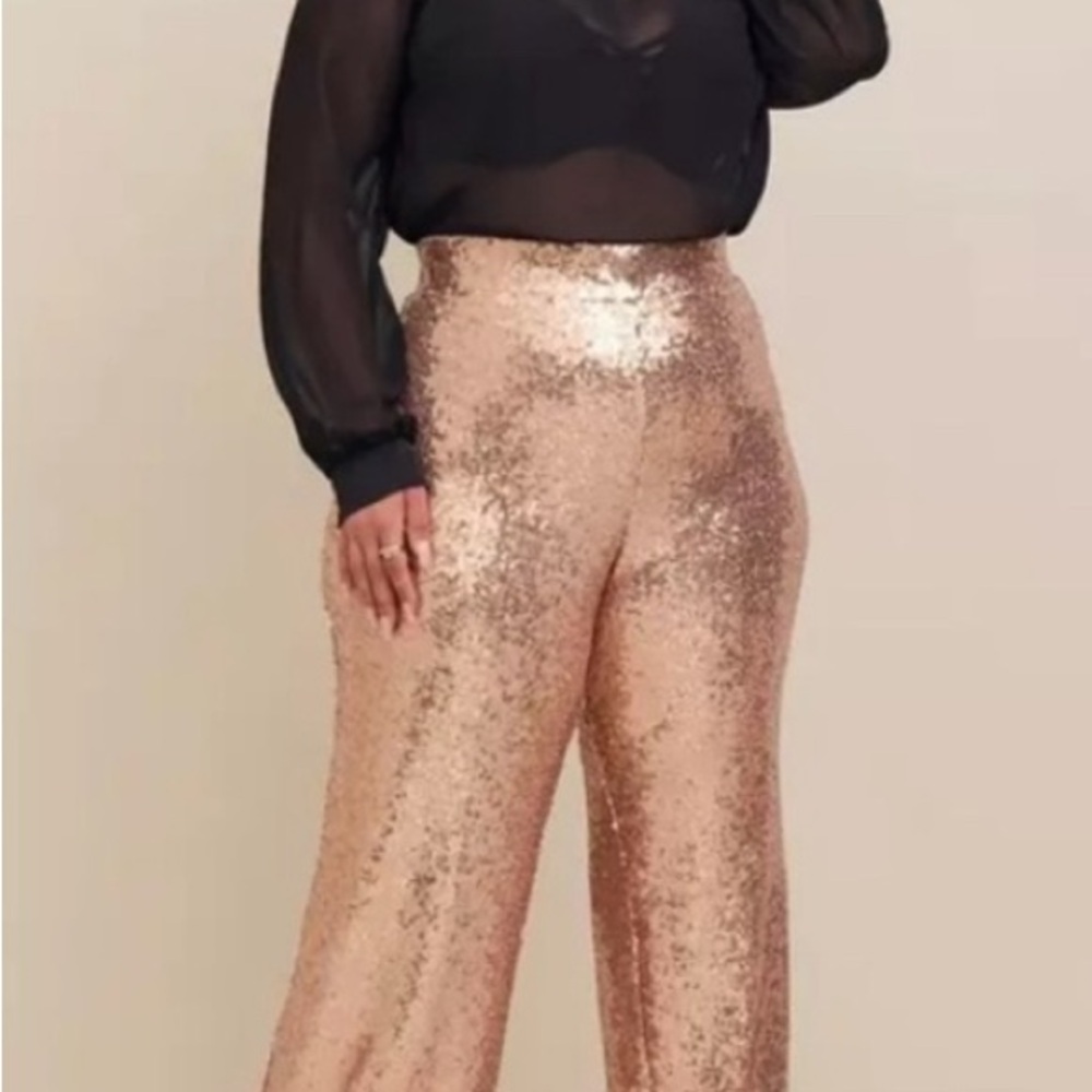 Torrid Rose Gold Sequin Wide Leg Pants